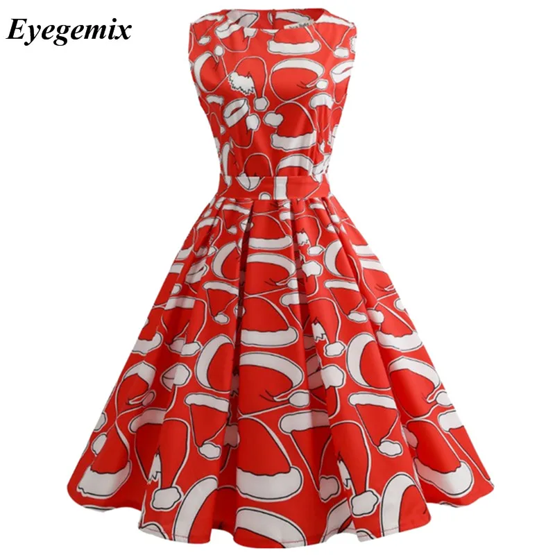 Женское винтажное платье трапеция Элегантное повседневное с рождественским