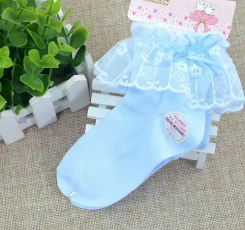 Новинка лета 2019 Детские винтажные носки принцессы с кружевным бантом и рюшами