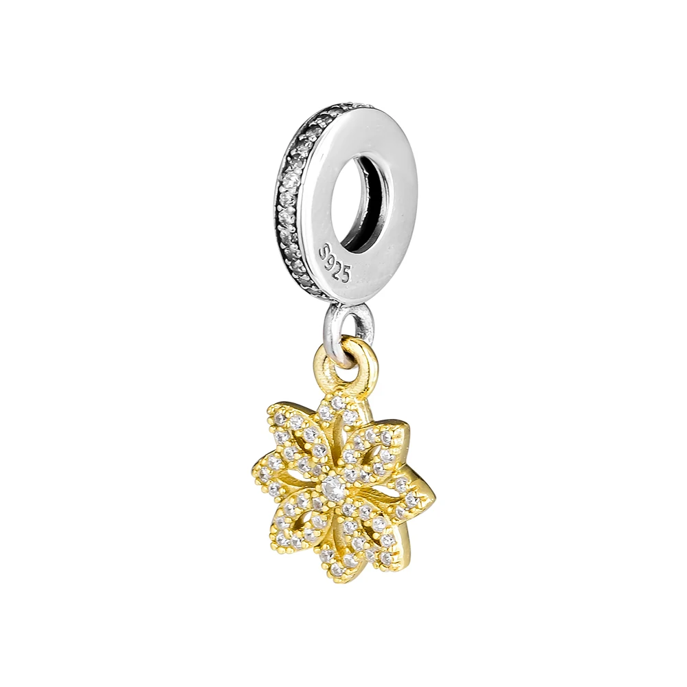 Подходит Pandora Подвески Браслеты Кружева Botanique бусины с прозрачными CZ 100% 925 пробы