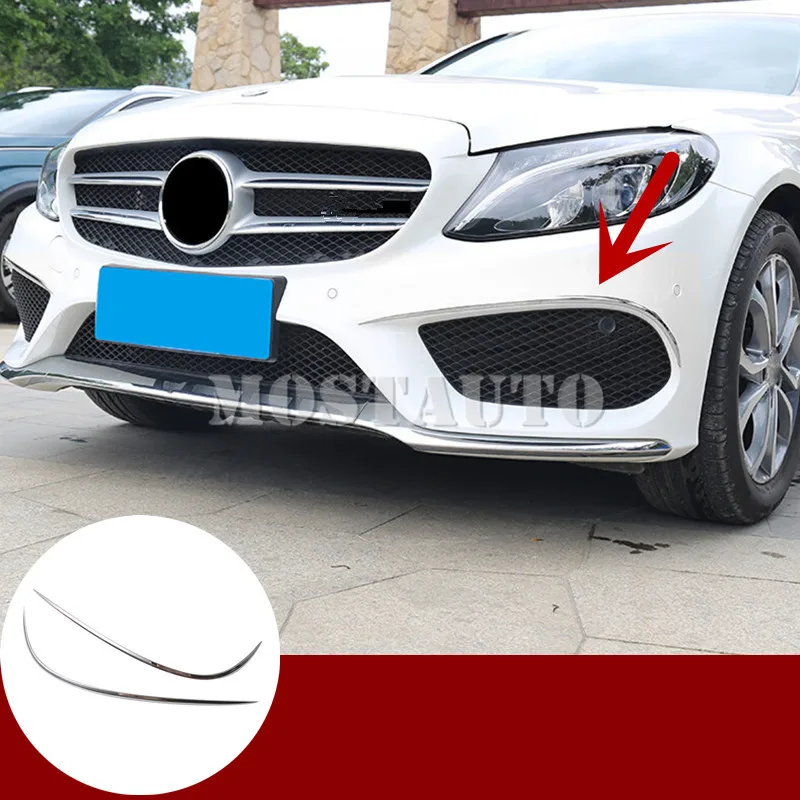 Для Benz C Class W205 S205 передний бампер решетка туман светильник накладка 2014 2021 2 шт.