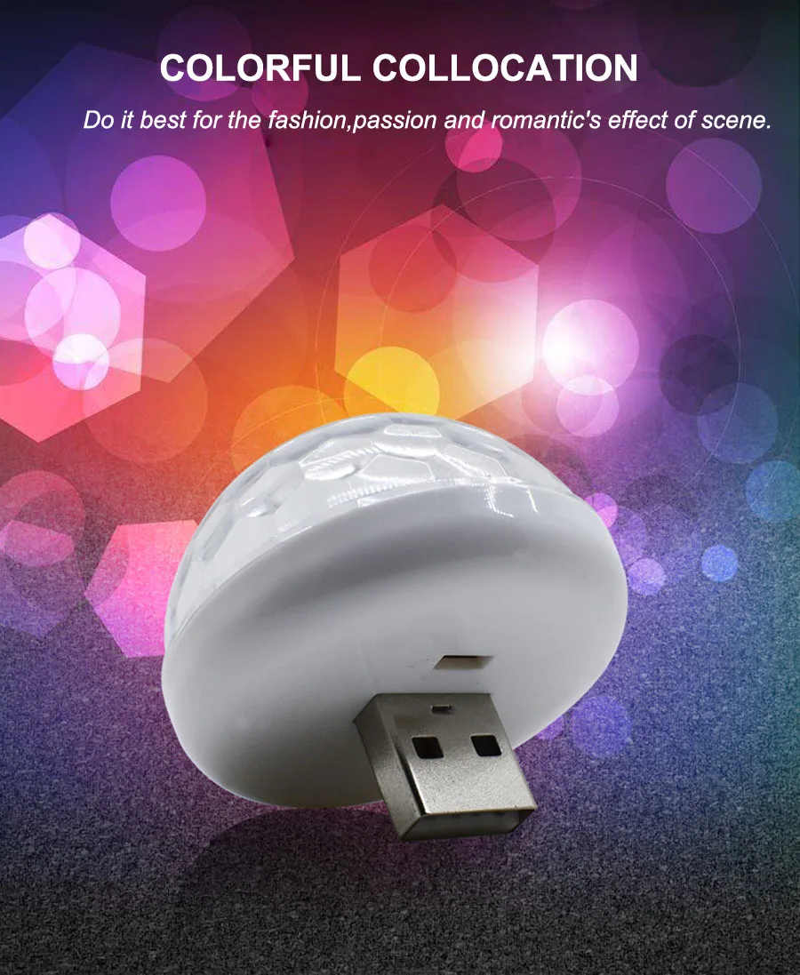 Автомобиль USB DJ лампа Красочные RGB атмосферные огни магический шар эффект лампы для телефона диско сценическая Домашняя вечеринка, праздник KTV клуб бар
