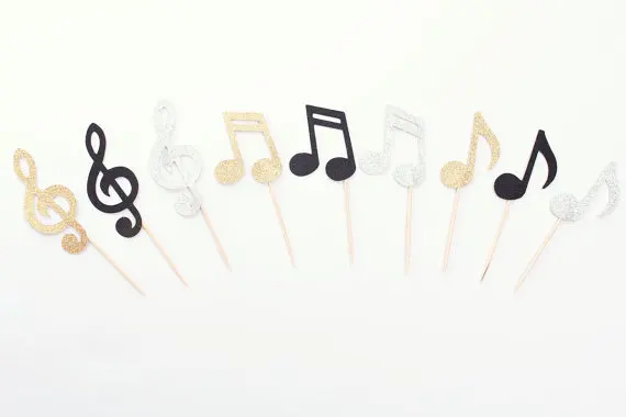 Блестящая музыкальная нотка для кексов Свадебная насадка душа день рождения