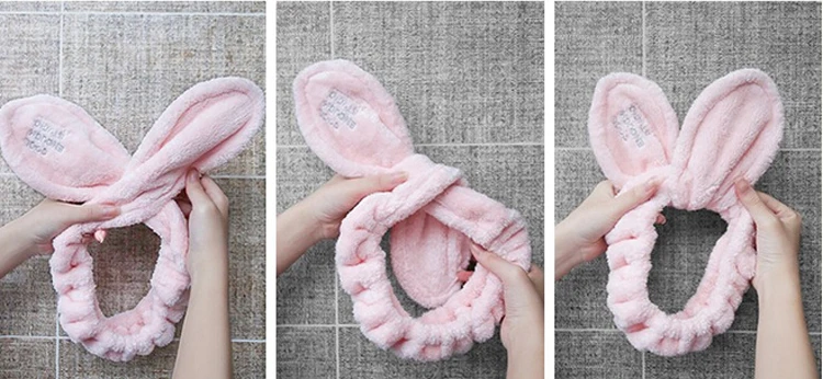 ABC Kawaii кроличьи ушки повязка для волос для девушек повязка на голову симпатичная ванна спа повязка на голову макияж