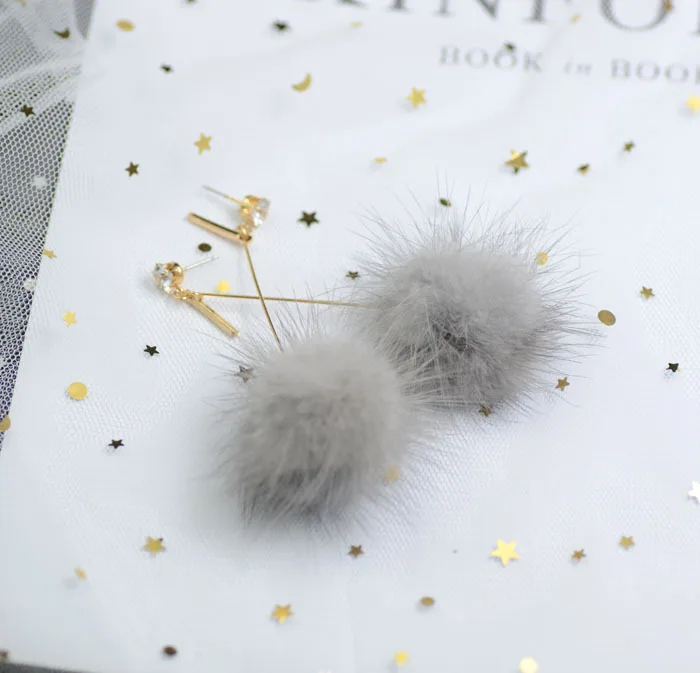 New Contracted Mink Series Female Cute Earrings Japan and South Korea Version of Sweet Temperament Stud Accessories | Украшения и
