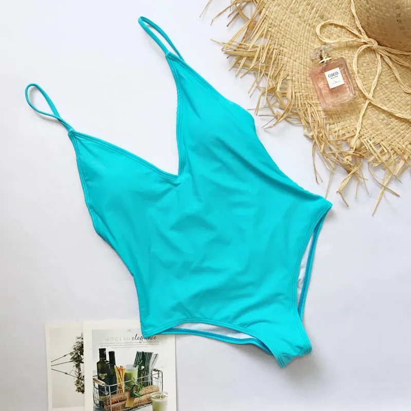 Sexy One Piece Swimsuit May Women Fused Swimwear Women One Piece Solid Black Thong Backless Monokini Bathing Suit Women