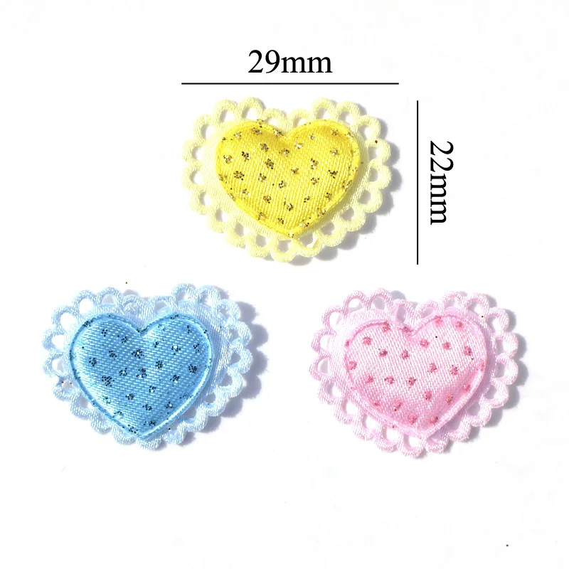 30 шт. комбинированные блестящие нашивки с двойным сердечком накладки из молочной