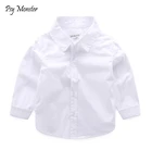 Рубашка детская с длинным рукавом, элегантная формальная хлопковая, для мальчиков, на свадьбу вечерние вечеринку, джентльменская одежда, белый цвет