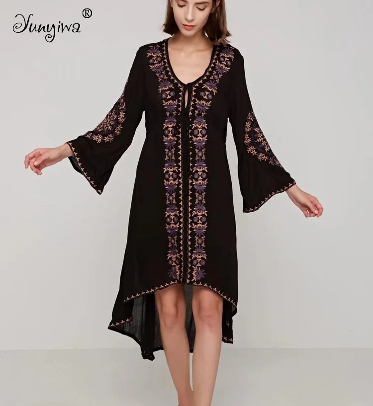 Женское платье Повседневное длинный рукав Vestidos Аппликации Середины икры