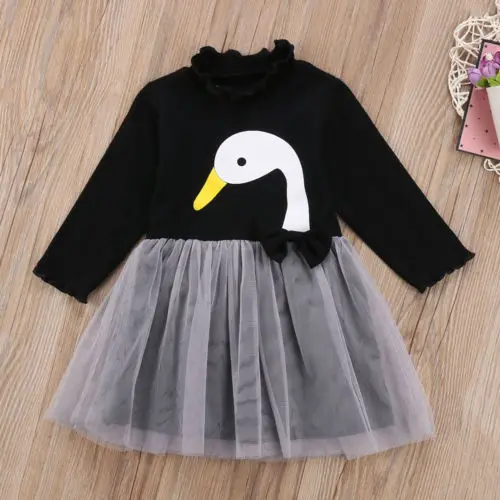 Lovely Kids Toddler Flower Knitted Crochet Bow Swan Lace Tutu Dress Baby Girl Pageant Party Wedding Bridesmaid Princess Dresses | Детская