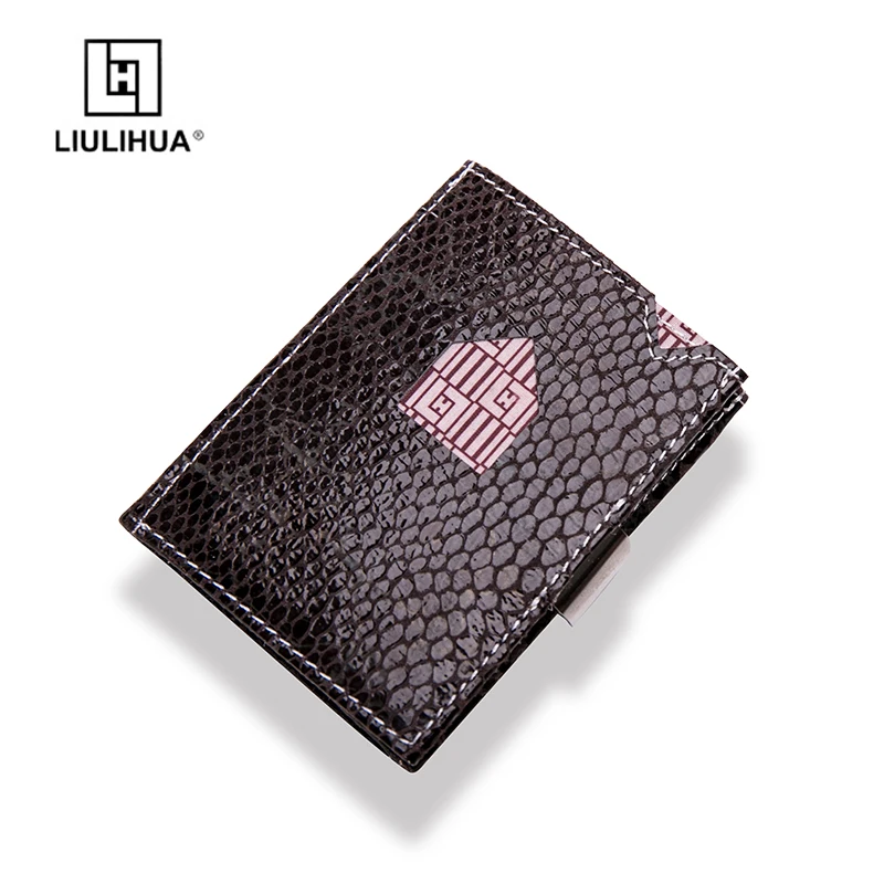 LLH передний карман кошелек с RFID блокировки Бизнес мужской Card наличными пакет минималистский типа Slim из натуральной кожи кредитной держатель для карт