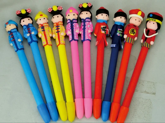 Free Shipping 30pc/lot Polymer Clay Ball Pens children stationary Fimo cartoon cute Chinese Characteristics creative gift kid | Канцтовары