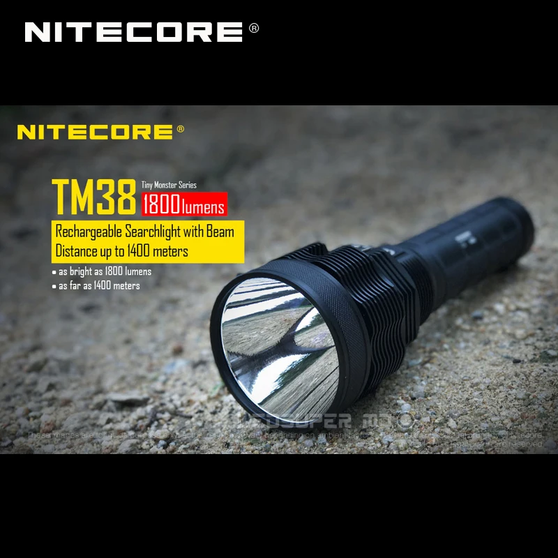 Маленький монстр серии Nitecore TM38 CREE XHP35 HI D4 светодиодный 1800 люмен перезаряжаемый прожектор с дальностью луча 1400 метров