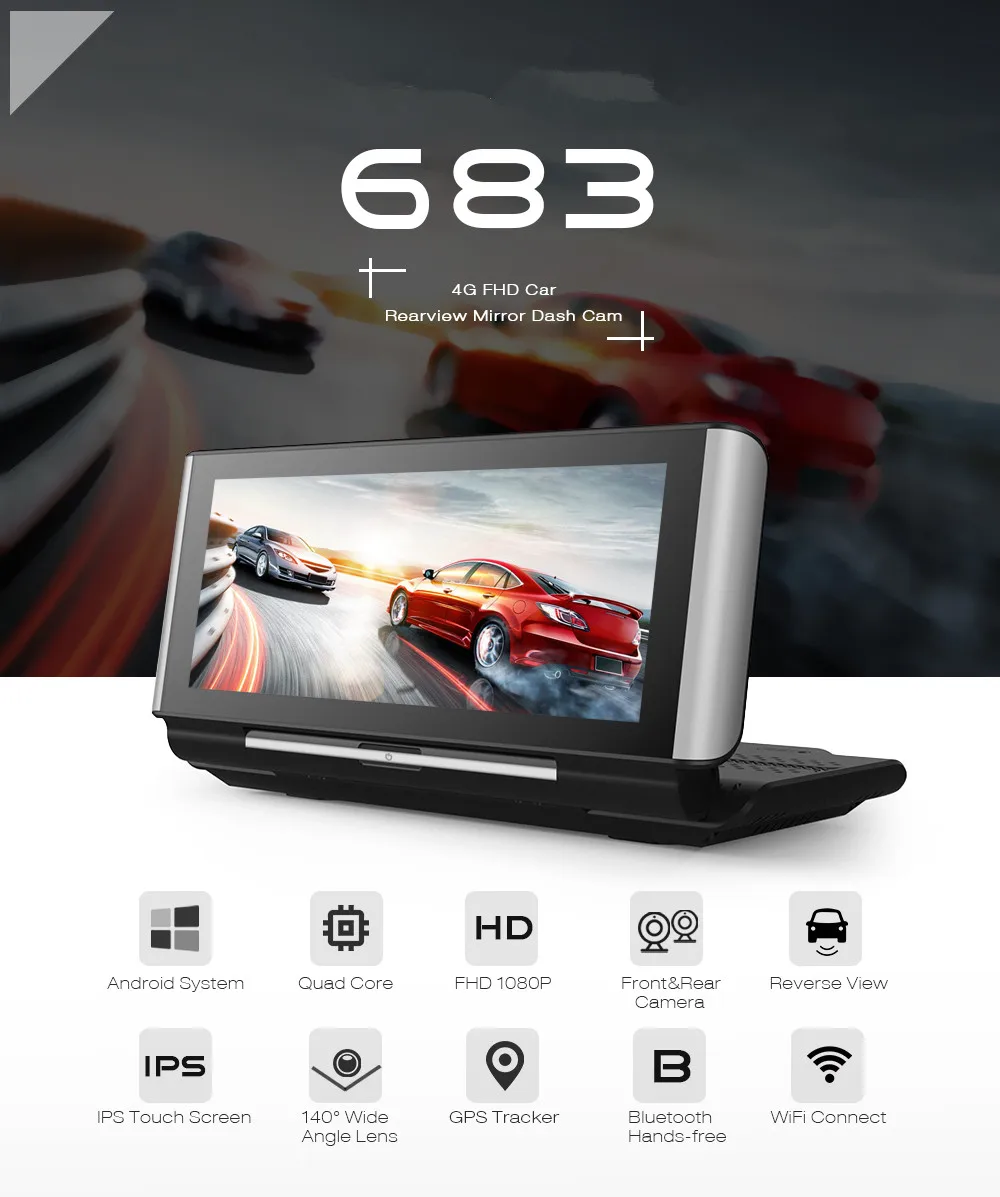 4 г WiFi 7 ''сенсорный экран регистраторы gps 1080 P FHD детектор ADAS Зеркало заднего