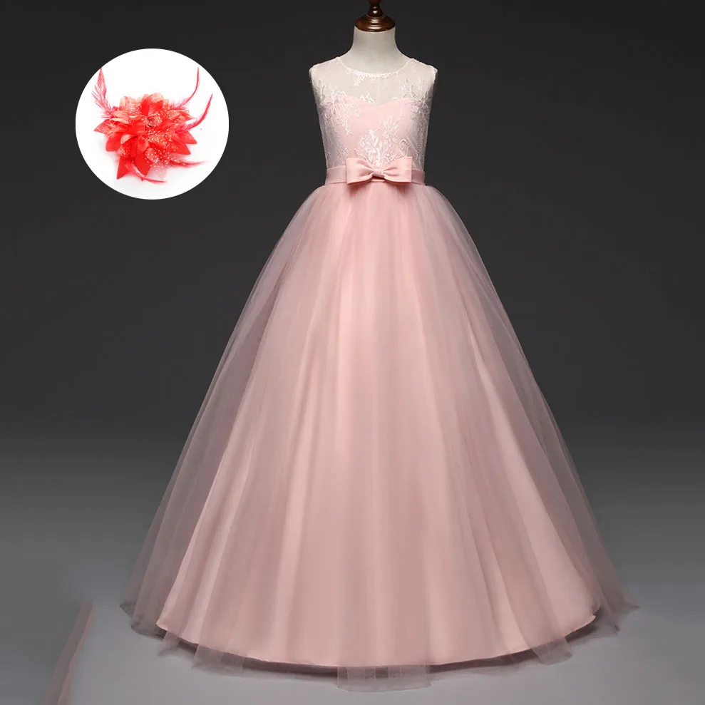 Белое светильник-голубое Цветочное платье для девочек конкурса вечевечерние