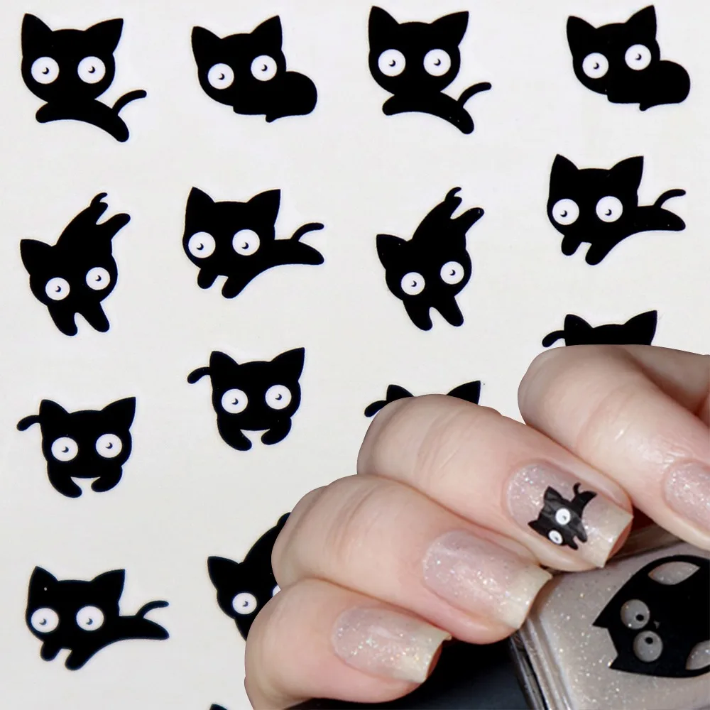 Переводные наклейки для ногтей в виде кота переводные сделай сам рисунок