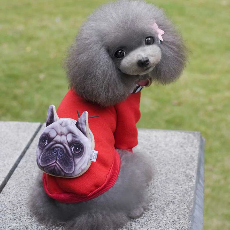Милые толстовки для собак 2018 с сумкой щенков кошек одежда красного/черного цвета