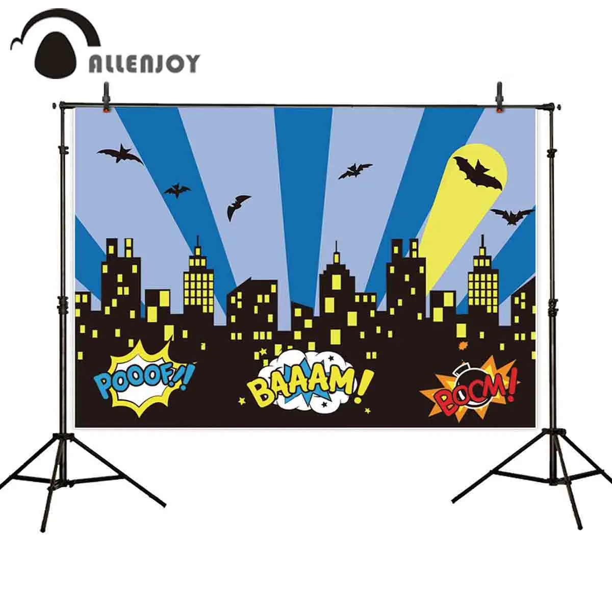 Allenjoy Hero birthday backdrops photography city bats child party Comics baby shower photocall photo bakcground photophone | Электроника