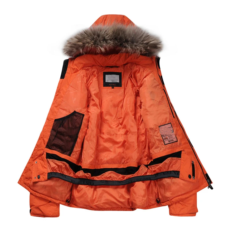 2022 New Winter Men Down Jacket Warm Down Coats White Duck Down Real Raccoon Fur Hooded Down Jackets Outwear Winter Men Coats