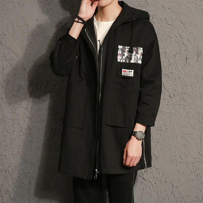 Мужские Повседневное письма печатаются с капюшоном 100% хлопок на осень и зиму