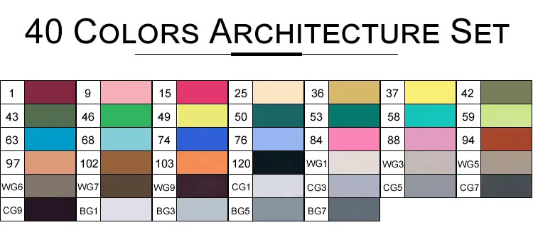 40 Architectural Set TOUCHFIVE Маркеры Ручка разноцветный набор аниме Студенческая Архитектура Дизайн интерьера эскиз алкоголь кисть художественный маркер фломастеры - Цвет: 40 Architectural Set