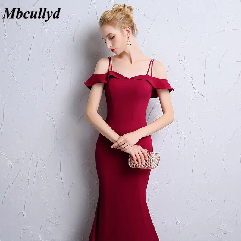 Mbcullyd Charming Mermaid Red Bridesmaid Dresses 2019 Luxury Satin Vestido de festa longo Long Sexy Backless Wedding Guest Dress | Свадьбы и