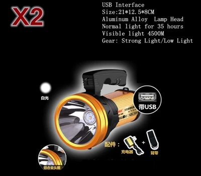 Светодиодный охотничьего прожектора USB Перезаряжаемые прожектор 18650 Факел Фонари встроенный литиевый Батарея Портативный охота свет - Испускаемый цвет: H-X2