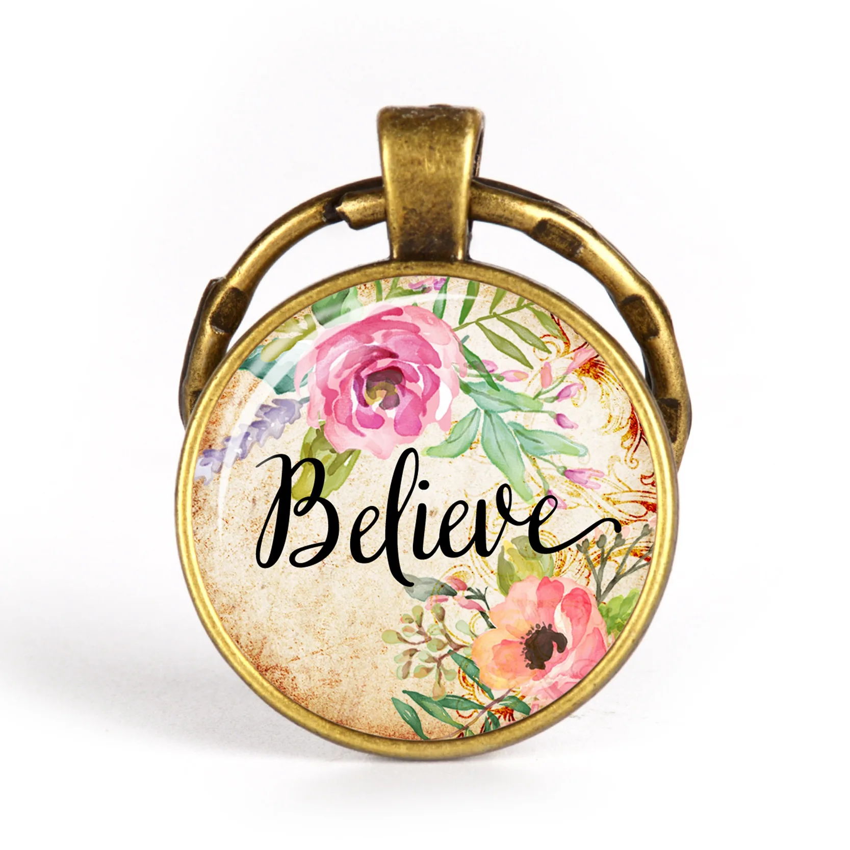 Брелки для ключей Believe Wish Hope модные брелки в виде цветов из стекла мужчин и