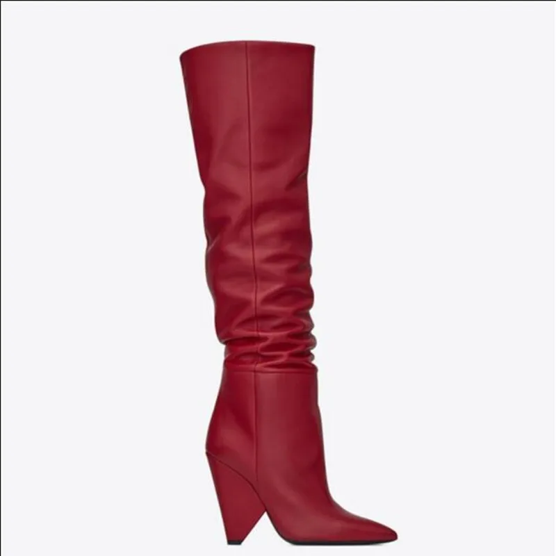 Зимние популярные мотоциклетные ботинки женские плиссированные сапоги до