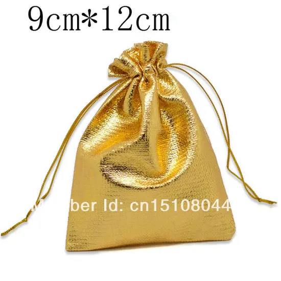 

100 Pcs Gold Plated Satin Fabric Wedding Gift Bags&Pouches With Drawstring 9x12cm Fashion Diy Jewelry