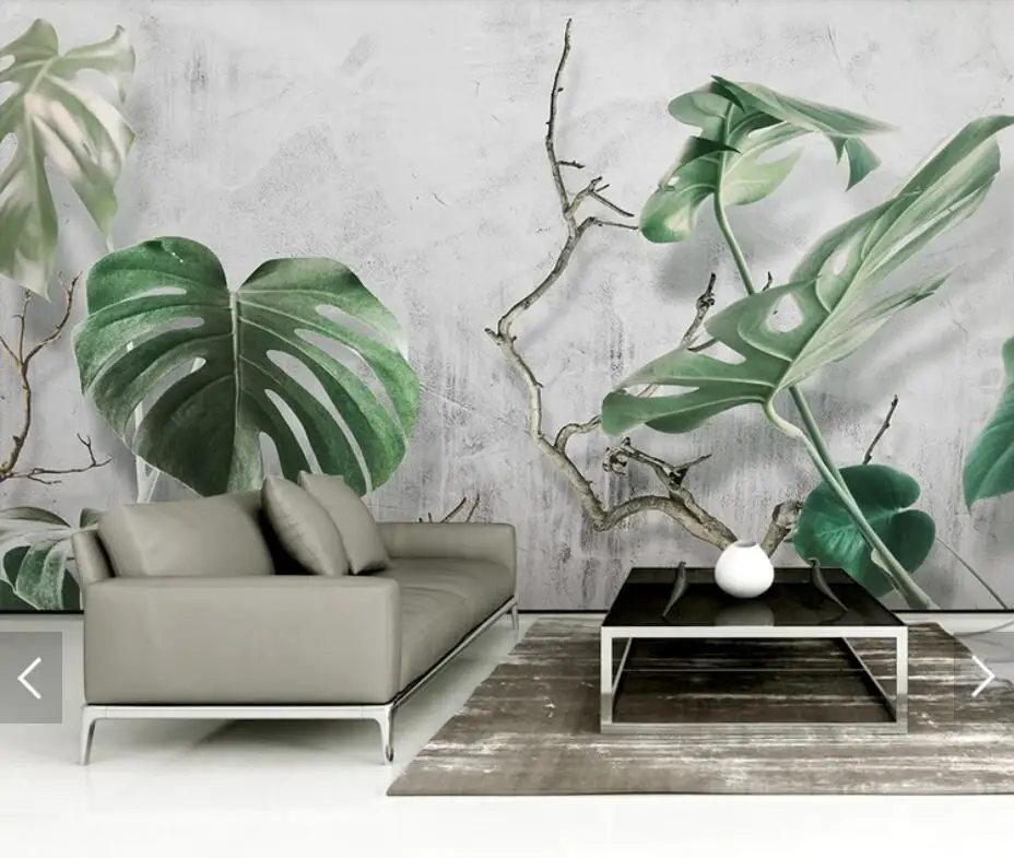 

Tropical Leaf Wall Papers Mural for Bedroom 3D Photo Wallpaper Hand Painted Papiers Peint Custom Rainforest Printed Wall Murals