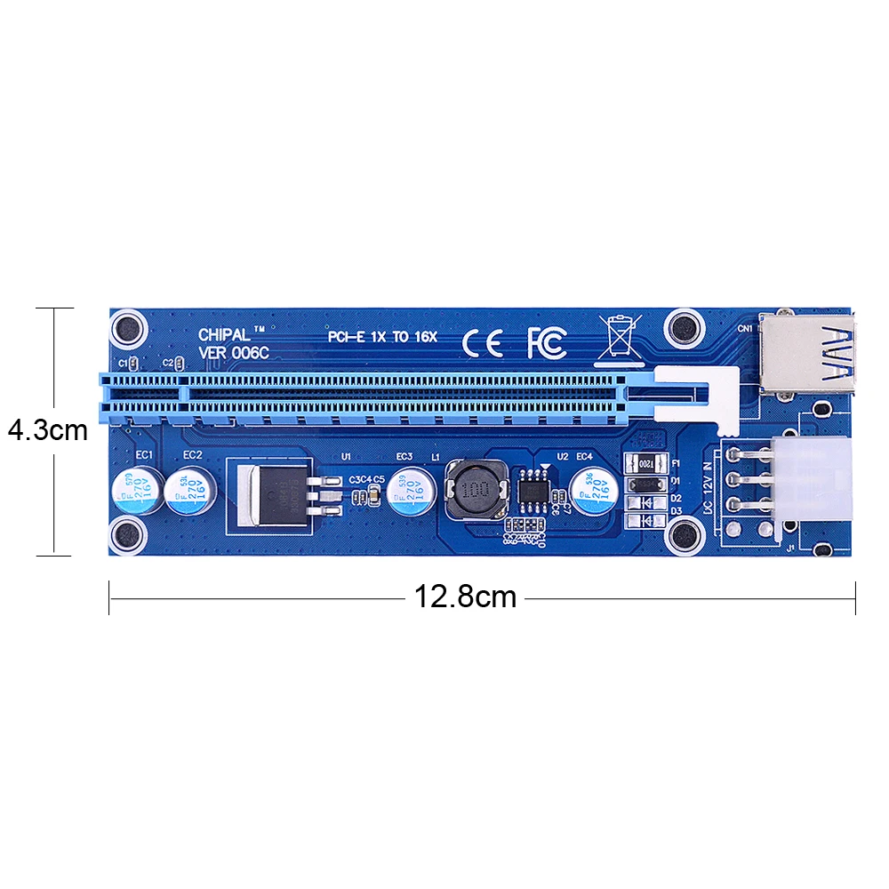 CHIPAL 10 шт. VER006C 100 см PCI-E Райзер-карта 006C PCI Express 1X 16X USB3.0 кабель 6-контактный до
