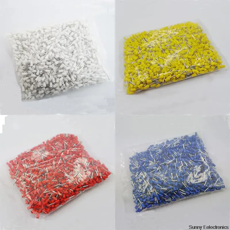 

4000pcs 18 AWG Insulated Copper Crimp Connector E1008 Insulated Cord End Terminal Wire Ferrules Red Blue Yellow Black