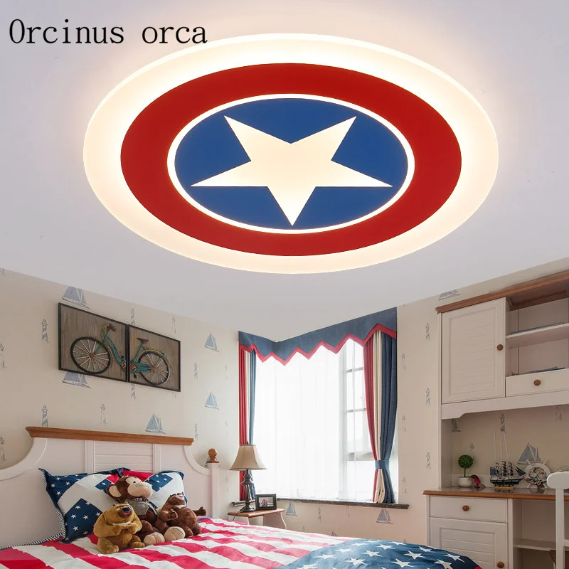 

Kid's Room Lighting Captain America Ceiling Lights Child Bedroom Cartoon 7LED*3W&24LED*0.3W for Living Room Home Decoration Lamp