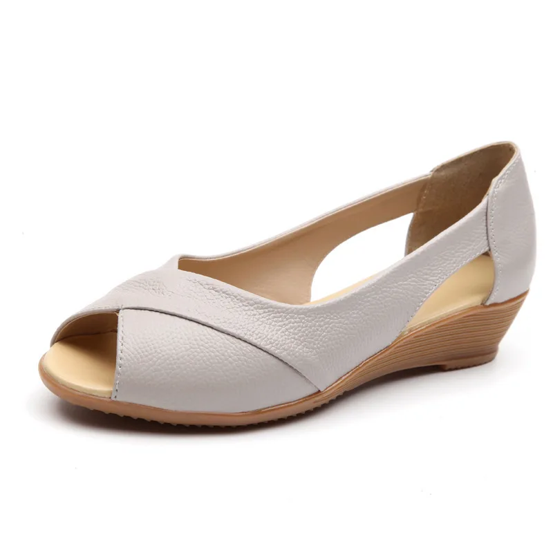 Сандалии женские из натуральной кожи босоножки на танкетке повседневная обувь с