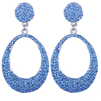 brand design fashion round dangle earings elegant full crystal rhinestone statement earrings for women wedding party jewelry
