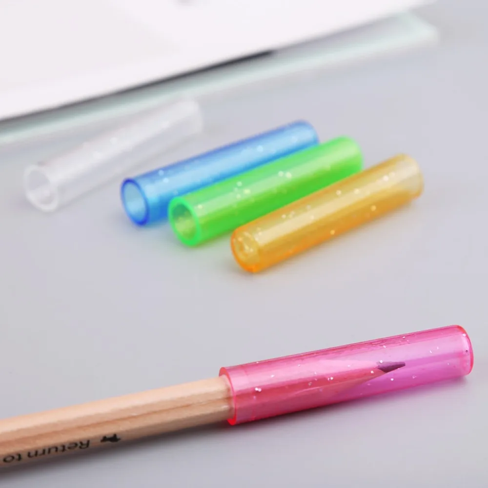 

6Pcs Cute Pencil Cap Sleeve Cover Extender Plastic Protector School Supplies New