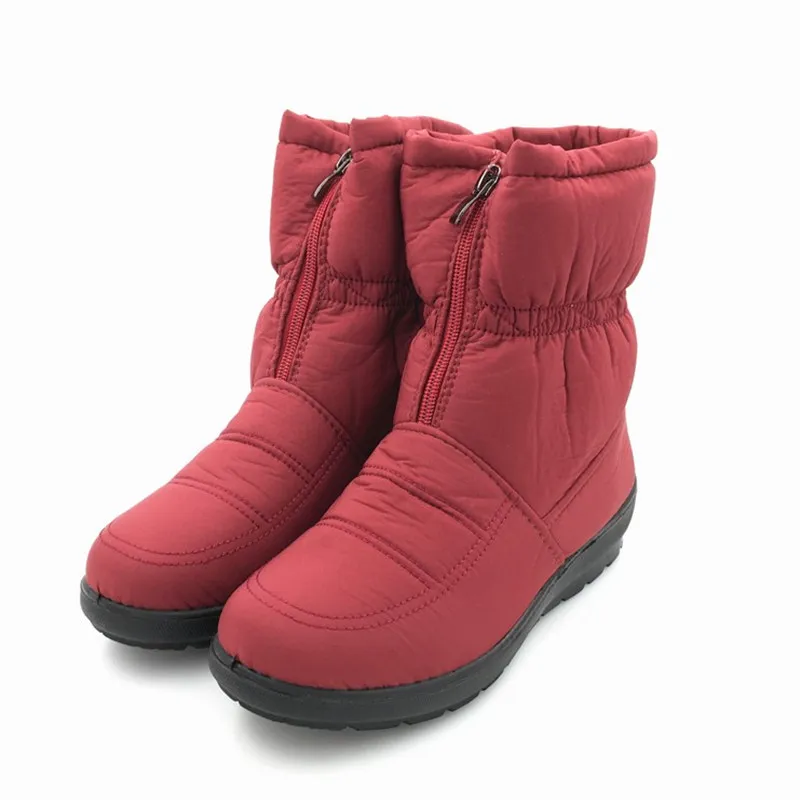 1308redboots Зимние ботинки; коллекция года; зимние брендовые теплые Нескользящие водонепроницаемые женские ботинки; ботинки для матери; повседневные осенние ботинки из хлопка; женская обувь - Цвет: 1308redboots