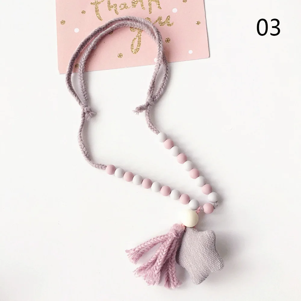 Модное милое тканевое ожерелье ручной работы со звездами и кисточками Детская