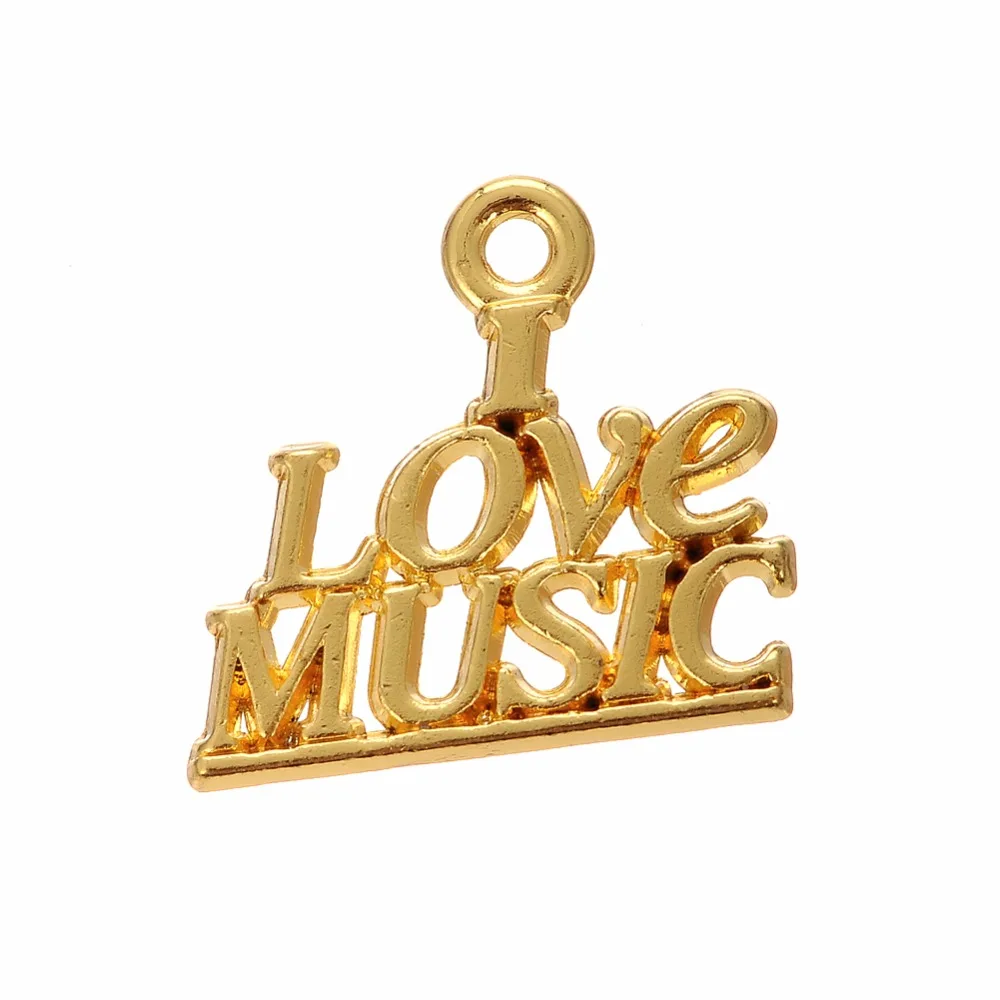 Новая мода сплав серебро/золото надпись &quotЯ люблю музыку&quot шармы аксессуары DIY