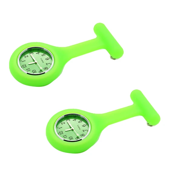 fluorescent green Высокое качество абсолютно новые часы медсестры силиконовый Карманный Брелок Брошь медсестры часы Туника батареи медицинские кварцевые часы - Цвет: fluorescent green