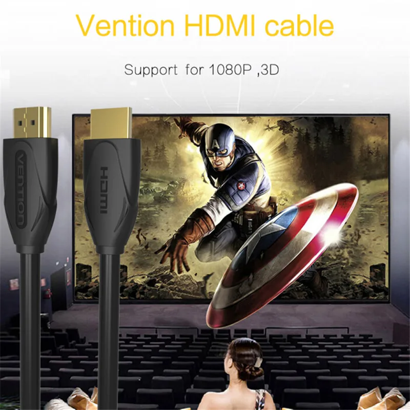 Высокоскоростной кабель Vention HDMI позолоченный штекер 1 4 в м/2 м/3 м/5 м 3D 1080P для