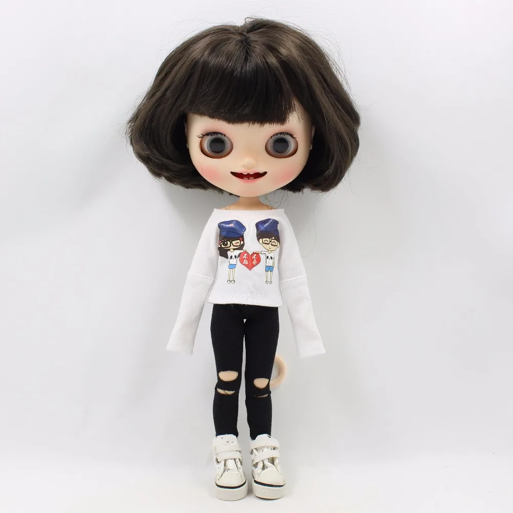 Blyth Doll icy bjd joint body cool girl наряд белая рубашка черные штаны