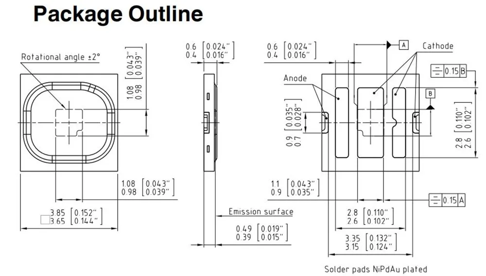 100 шт. osram 3737 3838 3535Pad 5 Вт, холодный белый свет 5500-6000K 1000MA