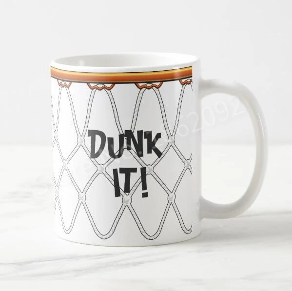 Новинка, баскетбольная кофейная кружка Cool Dunk It, баскетбольная кружка, чашка, керамическая, спортивные подарки, обруч, сетка, черный контур, дизайн, пивные кружки, 11 унций