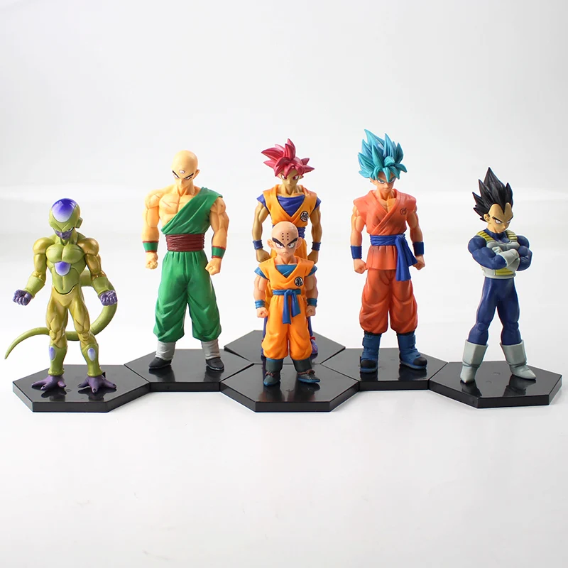 6 шт./лот Dragon Ball Z цифры Сон Гоку Вегета крилин куририн Golden Frieza tien shinhan Супер Saiyan бог модели игрушки