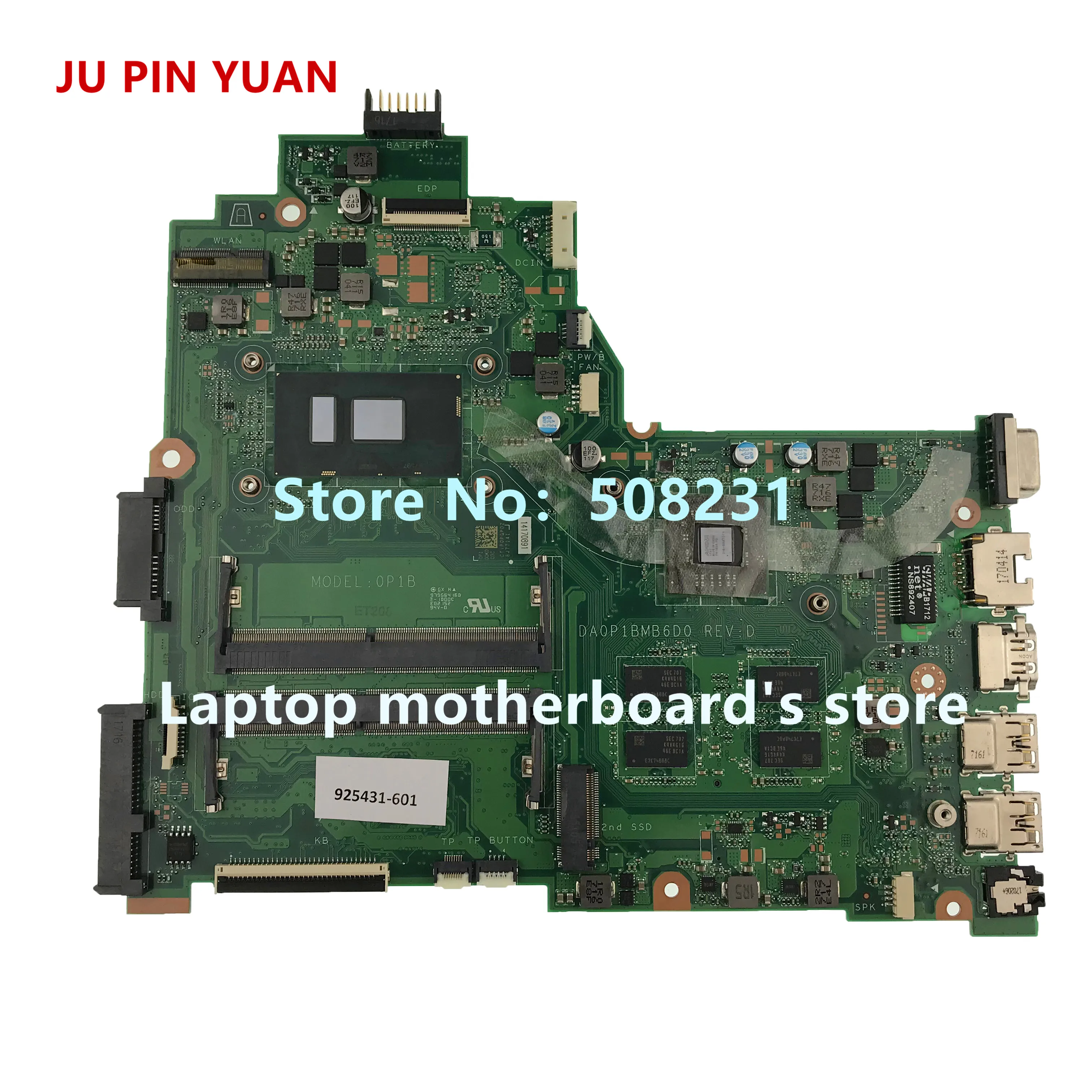 JU PIN YUAN 925525-601 0P2 DA00P2MB6D0 Laptop motherboard For HP 240 G6 Laptop 14-BW Notebook PC E2-9000 fully Tested