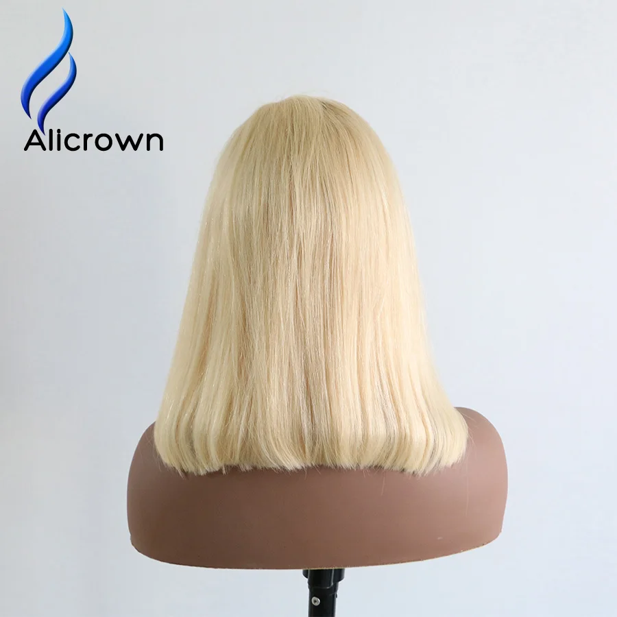 ALICROWN#613 блонд короткий парик-Боб кружева фронта человеческих волос парики для женщин бразильский Реми прямой парик с волосами младенца