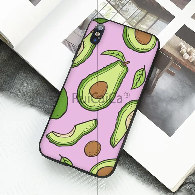 Ruicaica авокадо ТПУ мягкий силиконовый черный чехол для телефона Apple iPhone 8 7 6 6S Plus X XS