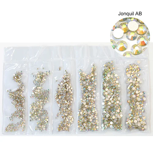 Jonquil-ab 1580 шт разноцветные стразы разных размеров без горячей фиксации с кристаллами AB стеклянные плоские стразы для украшения ногтей B1048 - Цвет: Jonquil-ab