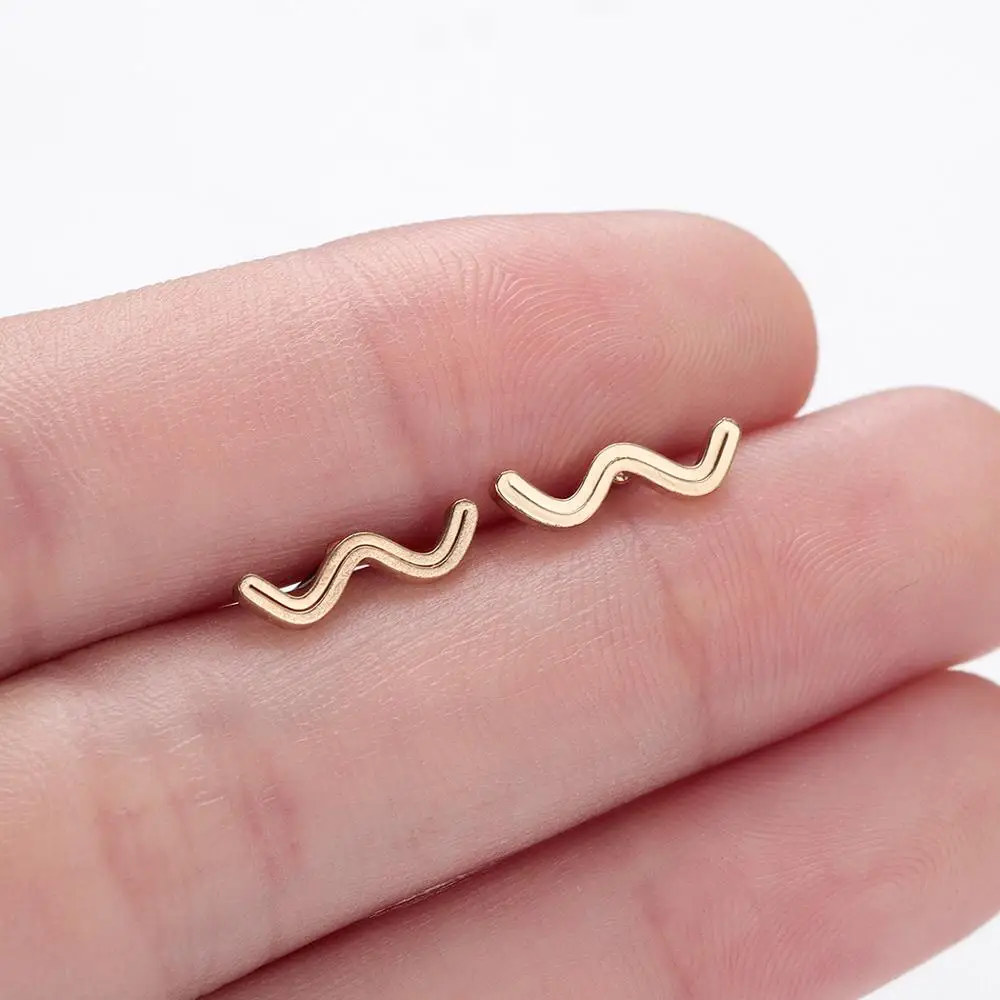 Серьги гвоздики женские из нержавеющей стали в форме буквы W|Серьги-гвоздики| |